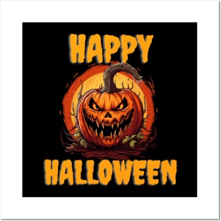 Happy Halloween Pumpkin Cartoon Posters and Art